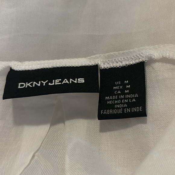 DKNY Jeans White Button Up Shirt with Sheer Sleeves Size M - Picture 5 of 5